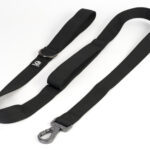 Guinzaglio doppia maniglia nero imbottita per cani di taglia medio-grande, in nylon resistente